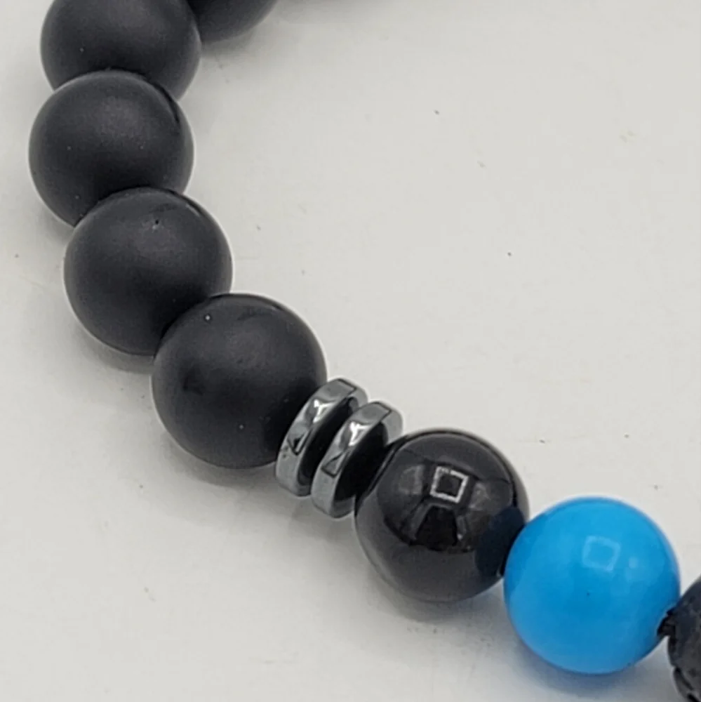 Black Matte Agate Stone Bead Stretch Yoga Bracelet New Without Tags NWT